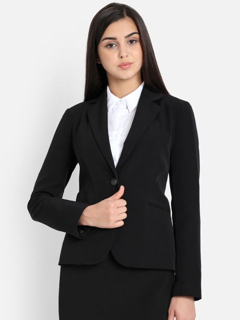 COVER STORY Women Black Solid Single-Breasted Blazer