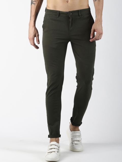

Blue Saint Men Olive Green Slim Fit Solid Chinos