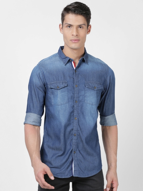 

Llak Jeans Men Blue Slim Fit Faded Denim Casual Shirt