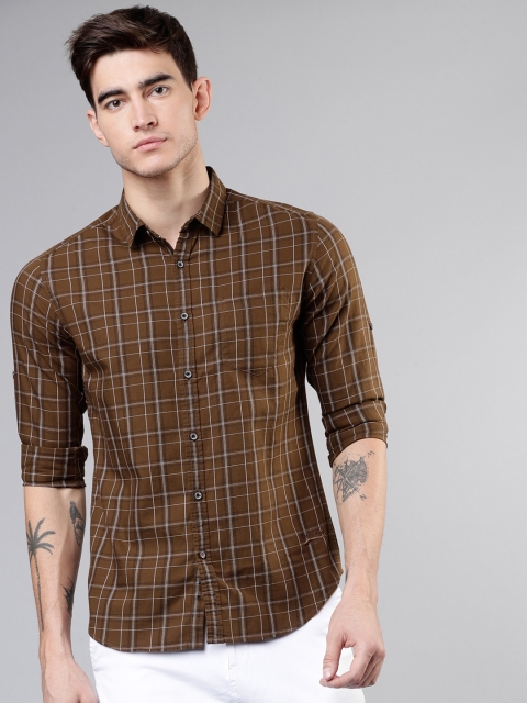 

Ecko Unltd Men Brown & White Slim Fit Checked Casual Shirt