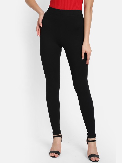 

COVER STORY Women Black Solid Ankle-Length Leggings