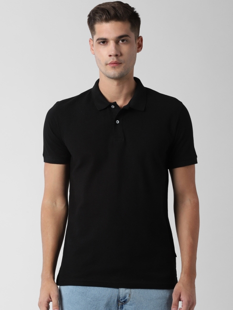 

Peter England Casuals Men Black Solid Polo Collar T-shirt