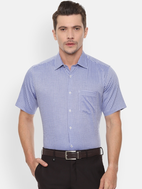 

Van Heusen Men Blue Regular Fit Checked Formal Shirt