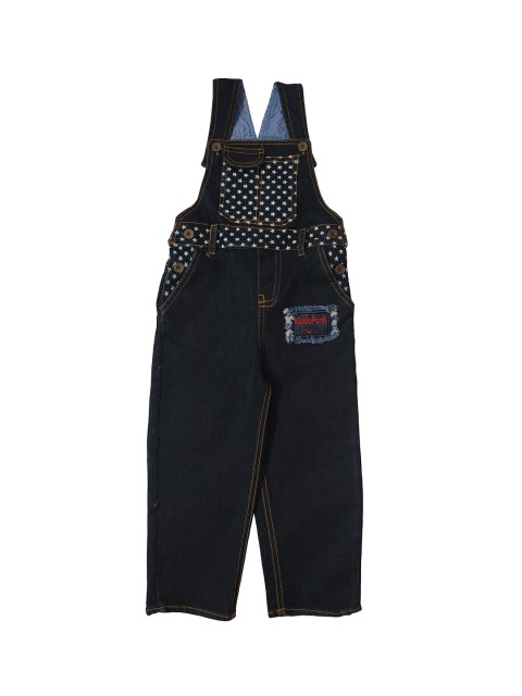 

KiddoPanti Boys Blue Solid Pure Cotton Denim Dungaree