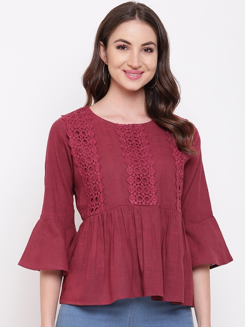 

Mayra Women Maroon Solid Peplum Top