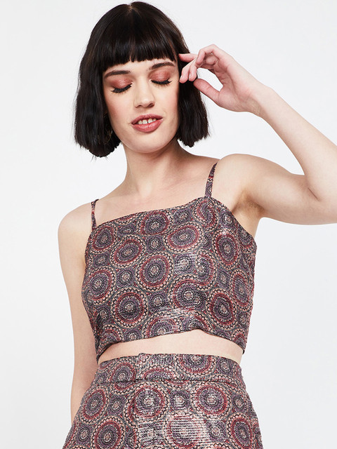 

Ginger by Lifestyle Women Black Self Design Tank Top