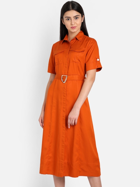 

COVER STORY Women Orange Solid Shirt Dress
