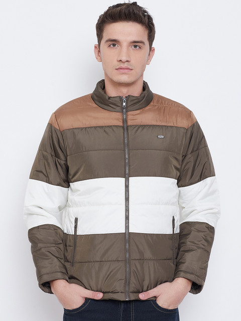 

Duke Men Green & White Colourblocked Padded Jacket