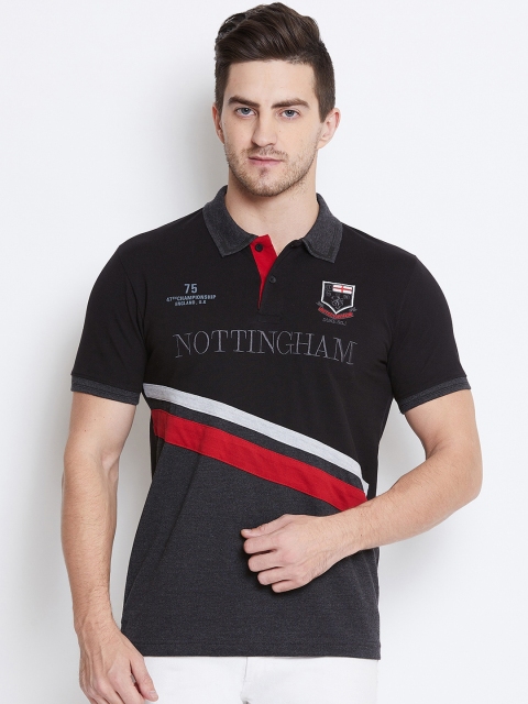 

Duke Men Black Printed Polo Collar T-shirt