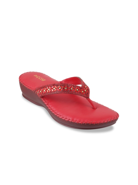 

Mochi Women Maroon Solid Sandals
