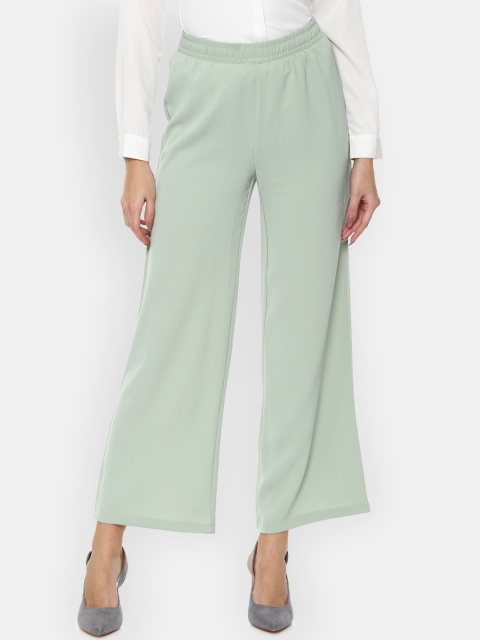 

Van Heusen Woman Green Regular Fit Solid Parallel Trousers