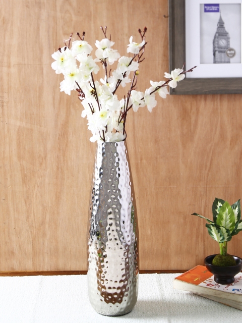 

Hosley High Hammered Silver-Toned Nickel Plated Decorative Flower Vase