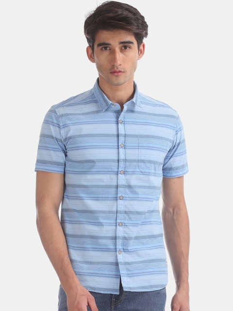 

Flying Machine Men Blue Regular Fit Striped Casual Shirt