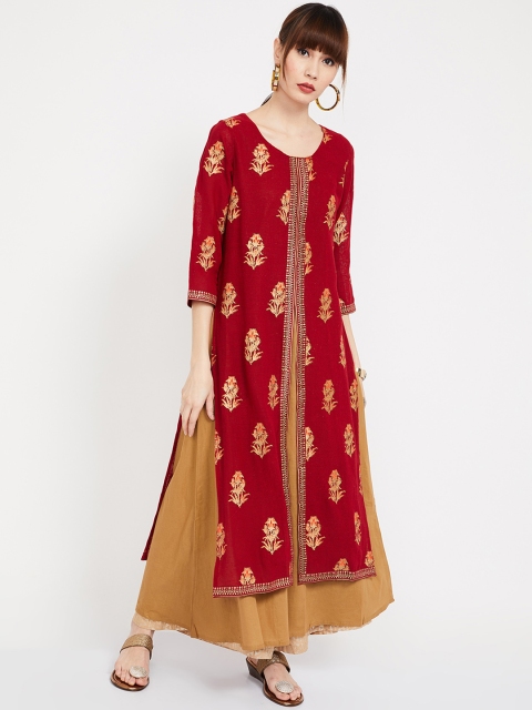 

Melange by Lifestyle Women Red & Orange Printed Straight Kurta