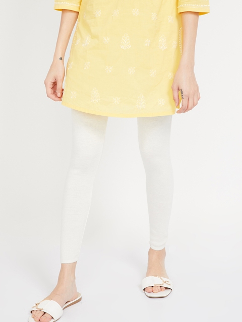 

Melange by Lifestyle Women Off-White Solid Ankle-Length Legging