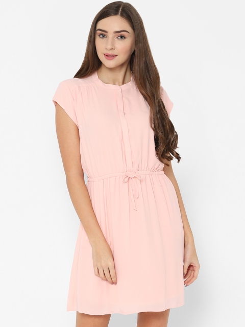 

Allen Solly Woman Women Solid Peach-Coloured Blouson Dress