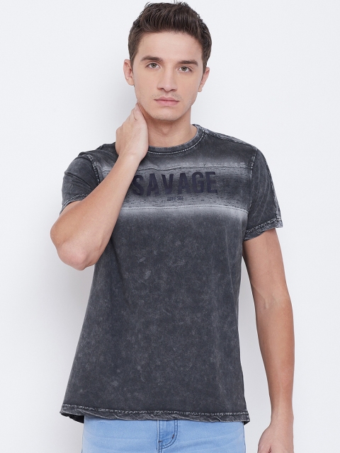 

Duke Men Charcoal Striped Round Neck T-shirt