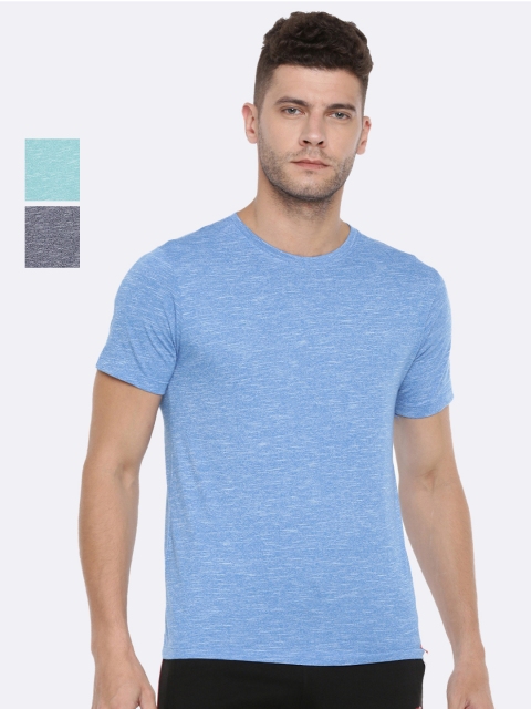 

Force NXT Men Pack of 3 Slim Fit Solid Round Neck T-shirts, Blue