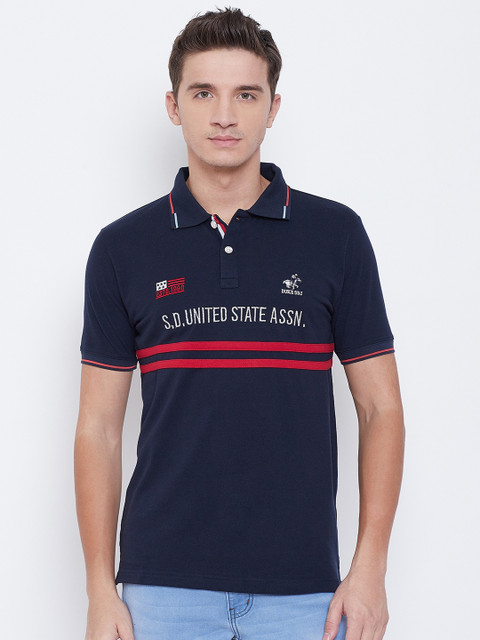 

Duke Men Navy Blue Printed Polo Collar T-shirt