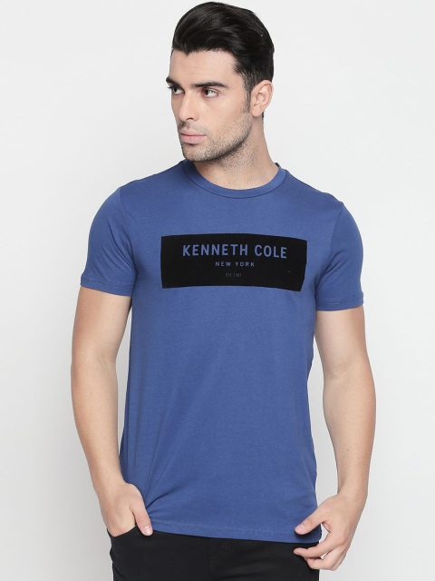 

Kenneth Cole Men Blue Printed Round Neck T-shirt