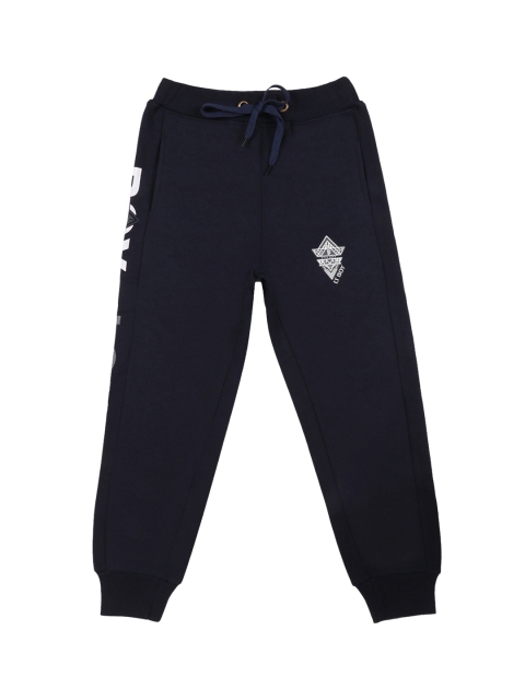 

<p>Lil Tomatoes Black Printed Regular-Fit Mid-Rise Trackpants</p>, Navy blue