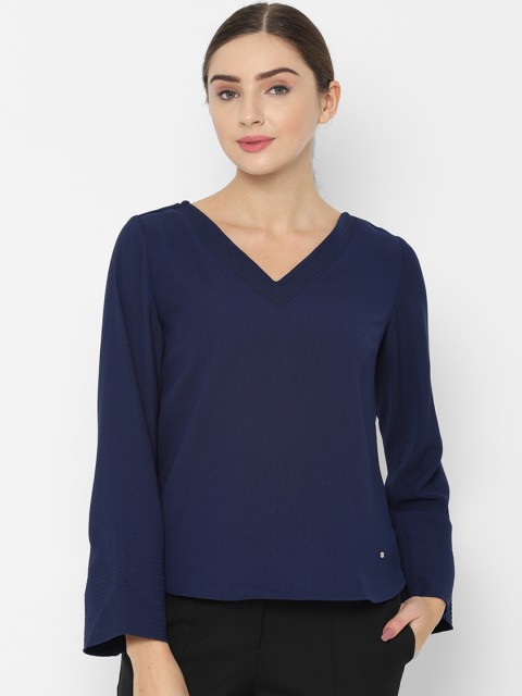 

Allen Solly Women Navy Blue Solid Top