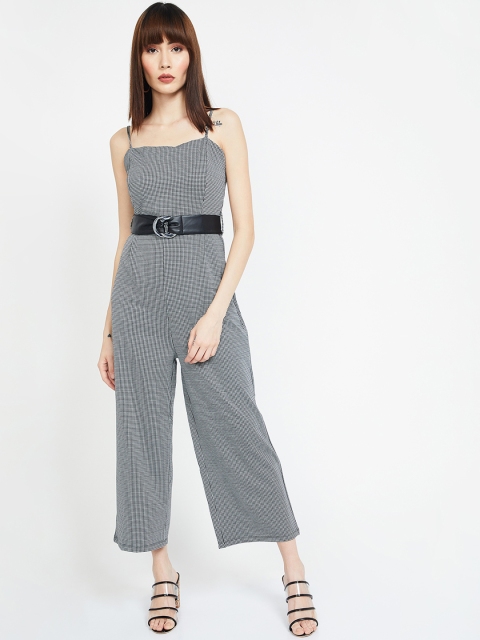 

Ginger by Lifestyle Women Black & White Checked Basic Jumpsuit