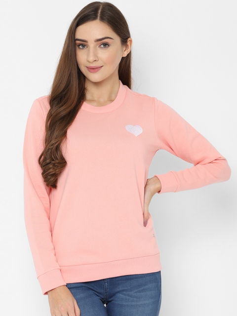 

Allen Solly Woman Peach-Coloured Solid Sweatshirt