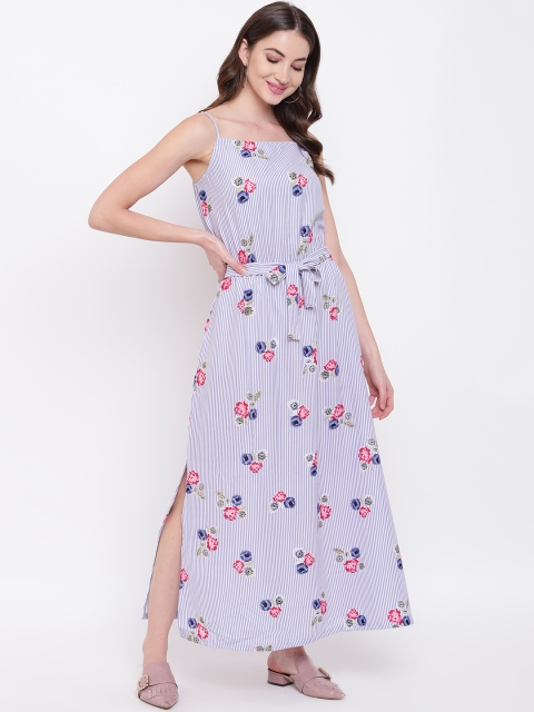 

Mayra Women Blue Floral Printed A-Line Dress