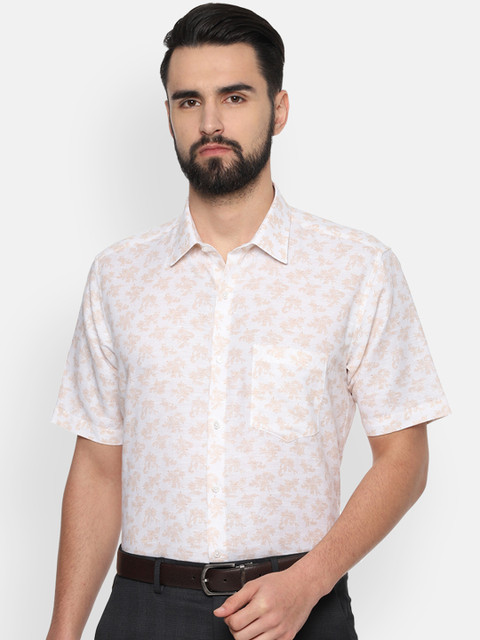

Van Heusen Men White & Beige Regular Fit Printed Formal Shirt