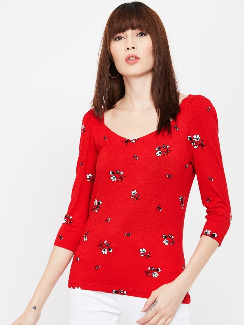 CODE by Lifestyle Women Red & Black Printed Top