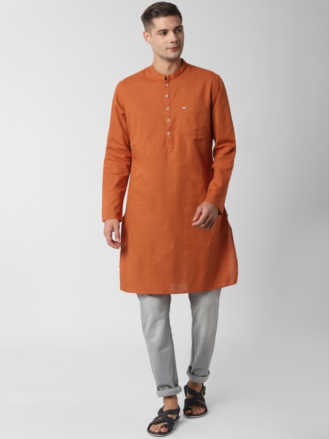 

Peter England Men Rust Orange Solid Straight Kurta