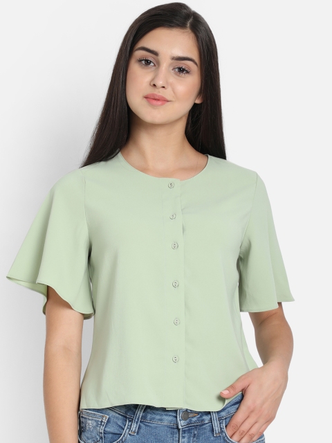 

COVER STORY Women Olive Green Solid Top