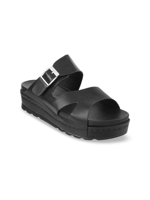 

Mochi Women Black Solid Sandals