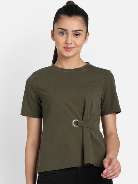 

COVER STORY Women Olive Green Solid Top