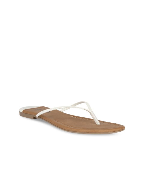 

SOLES Women White Solid Open Toe Flats