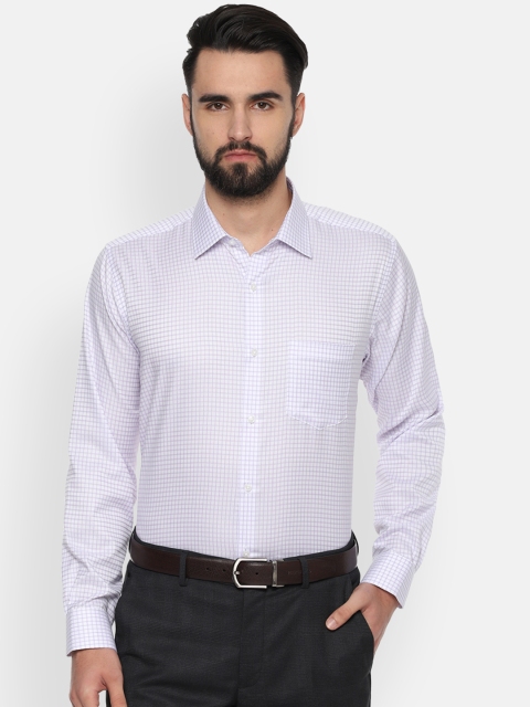 

Van Heusen Men White & Lavender Regular Fit Checked Formal Shirt