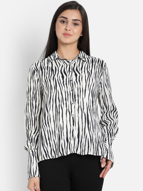 

COVER STORY Women White Animal Print Shirt Style Top