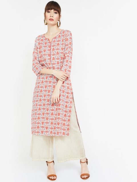 

Melange by Lifestyle Women Red & Blue Printed Straight Kurta