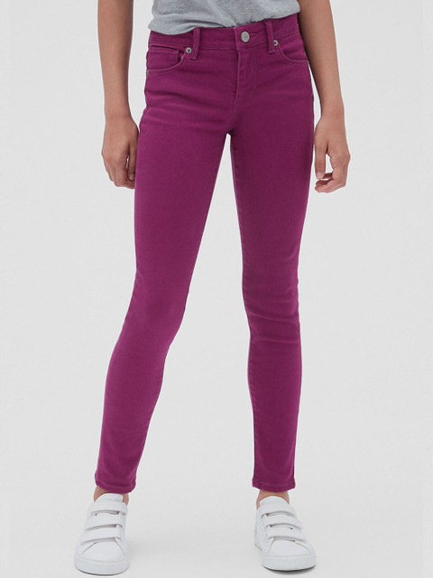 

GAP Girls Purple Super Skinny Fit Mid-Rise Clean Look Stretchable Jeans