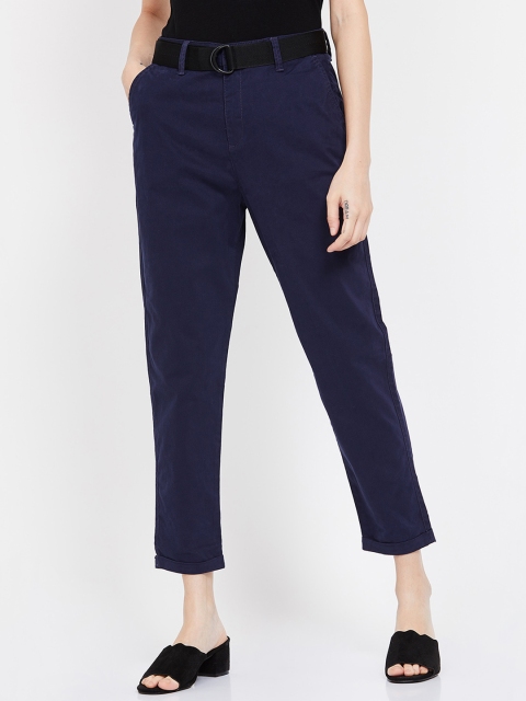 

Bossini Women Navy Blue Regular Fit Solid Cigarette Trousers
