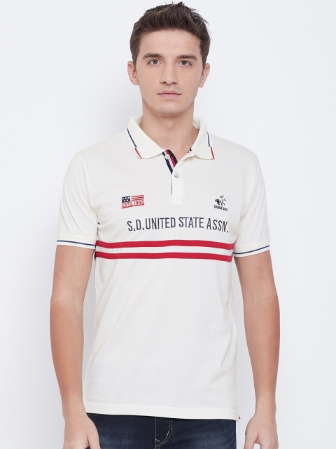 

Duke Men White Printed Polo Collar T-shirt