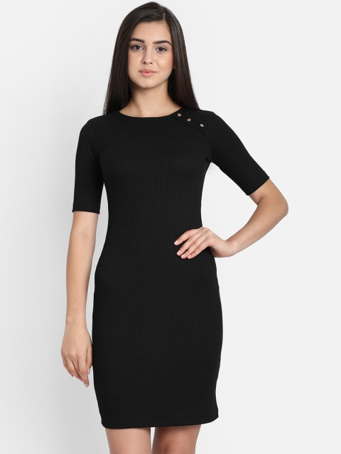 

COVER STORY Women Black Self Design Sweater Dress