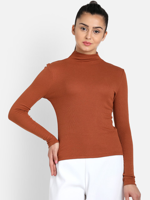 

COVER STORY Women Rust Brown Solid Top