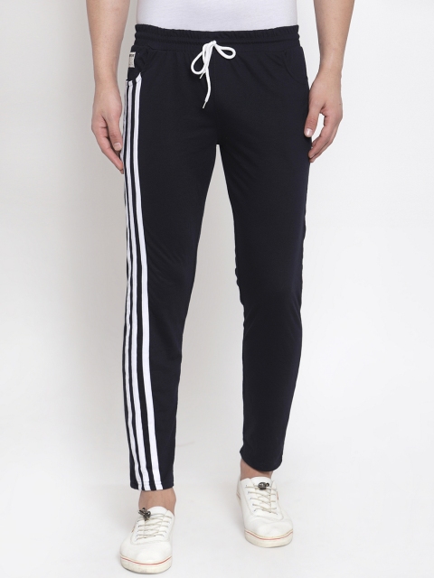 

Hubberholme Men Black & White Side Striped Slim Fit Track Pants