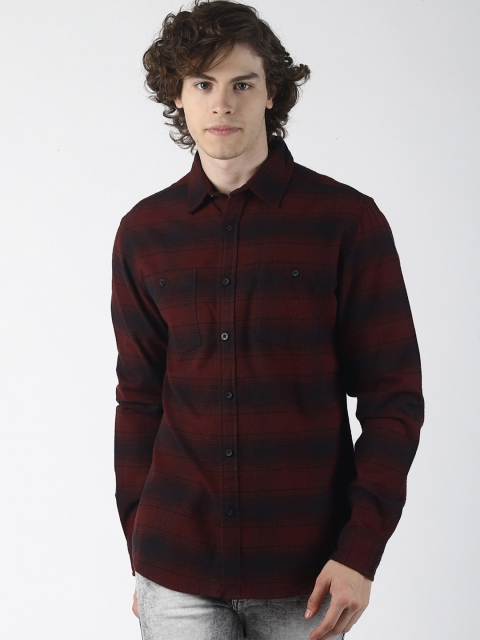 

Blue Saint Men Red & Black Slim Fit Striped Casual Shirt