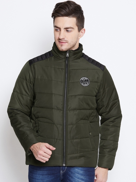 

Duke Men Olive Green Solid Puffer Jacket