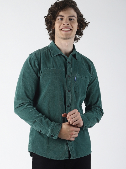 

Blue Saint Men Green Slim Fit Solid Corduroy Casual Shirt