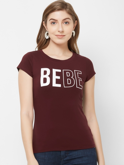 

bebe Women Maroon Printed Round Neck T-shirt