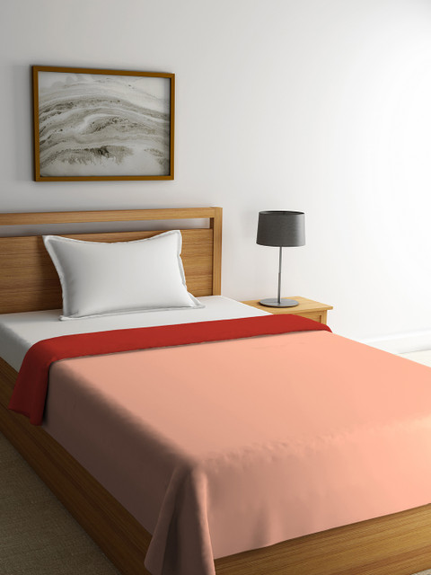 

STELLAR HOME Peach-Coloured & Red Solid AC Room 300 GSM Single Bed Comforter